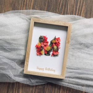 Alphabetic 3D Dried Flower Frame - M